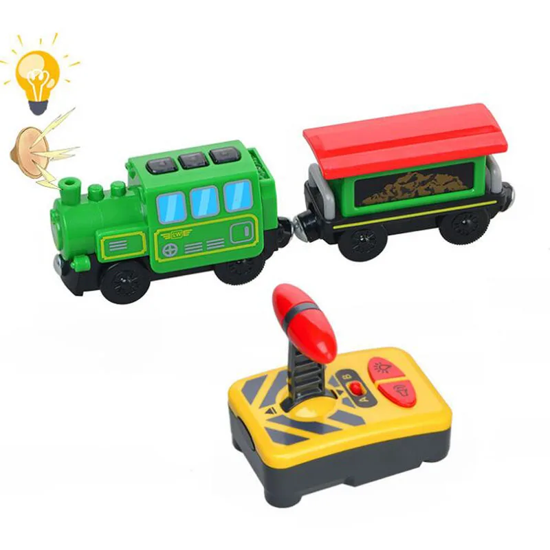 

New RC Electric Train Remte Control Train Truck Wooden Tracks Magnetic Rail Car Toys Raiway Train For Kids Gift