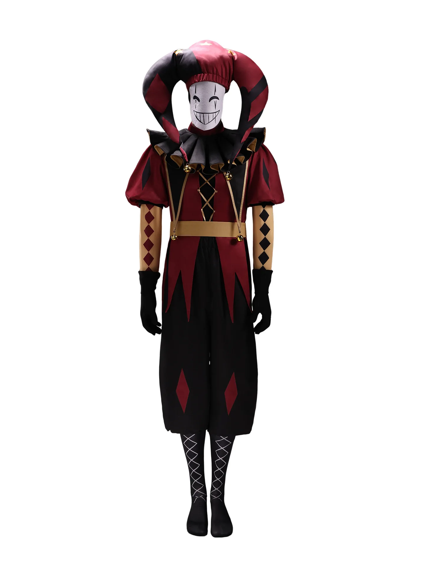 IN STOCK The Freak Circus Harlequin Pierrot Jester Cosplay Costume Full Set Carnival Uniform Halloween Party Masquerade Game