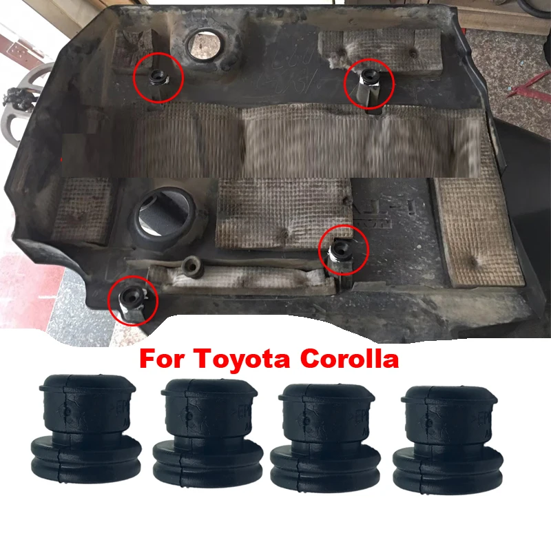 4PCS 엔진 커버 그로밋 고무 트림 Fastnener Universal For Toyota Corolla Bung Absorbers 버퍼 쿠션 플레이트 가스켓 블랙