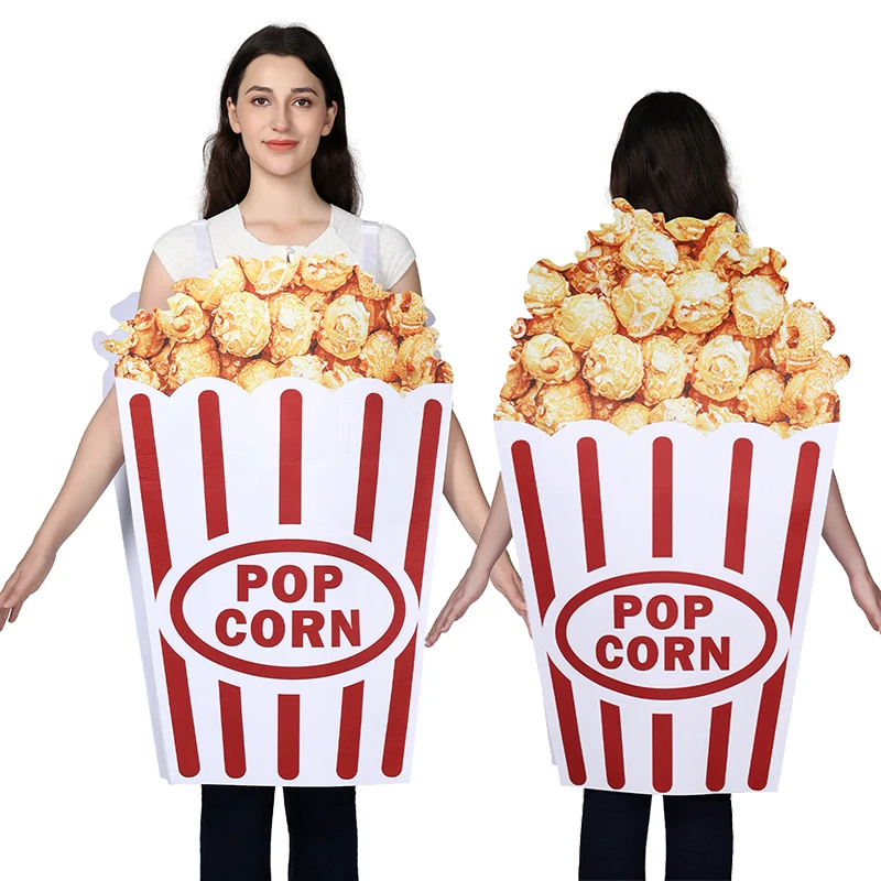 Disfraz de Palomitas de Maíz para Mujer, para Noche de Cine en Familia, Fiesta, Cosplay, Halloween, Disfraz de Palomitas de Maíz para Adultos