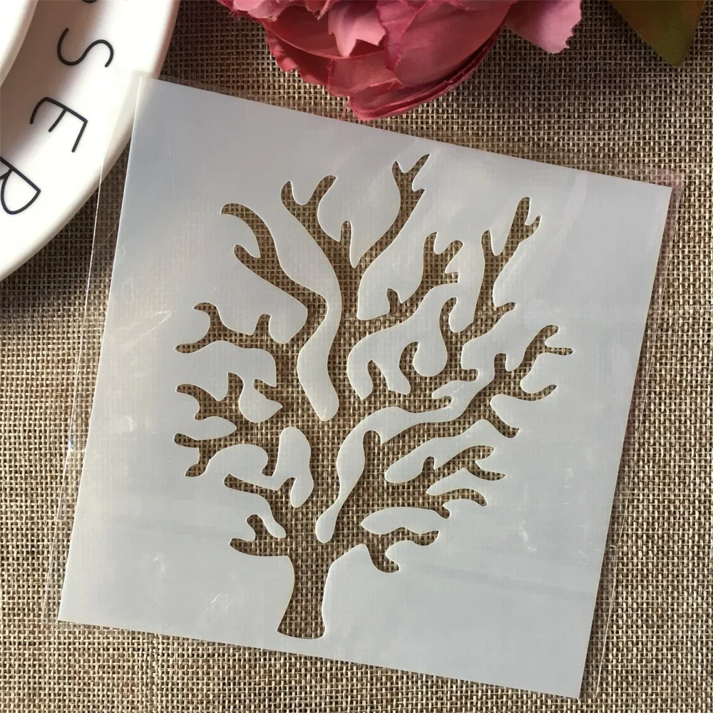 4Pcs/Set 13cm Ocean Sea Coral DIY Layering Stencils Painting Scrapbook Coloring Embossing Album Decorative Template