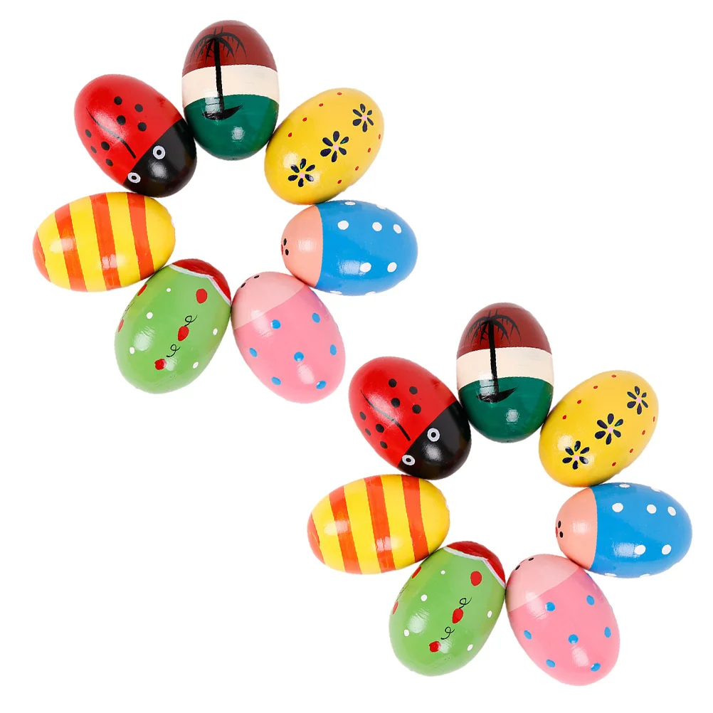 

15Pcs Musical Wooden Egg Shakers Percussion Instruments Colorful Educational Eggs Kids Easter Party Favor Wooden Egg Shakers