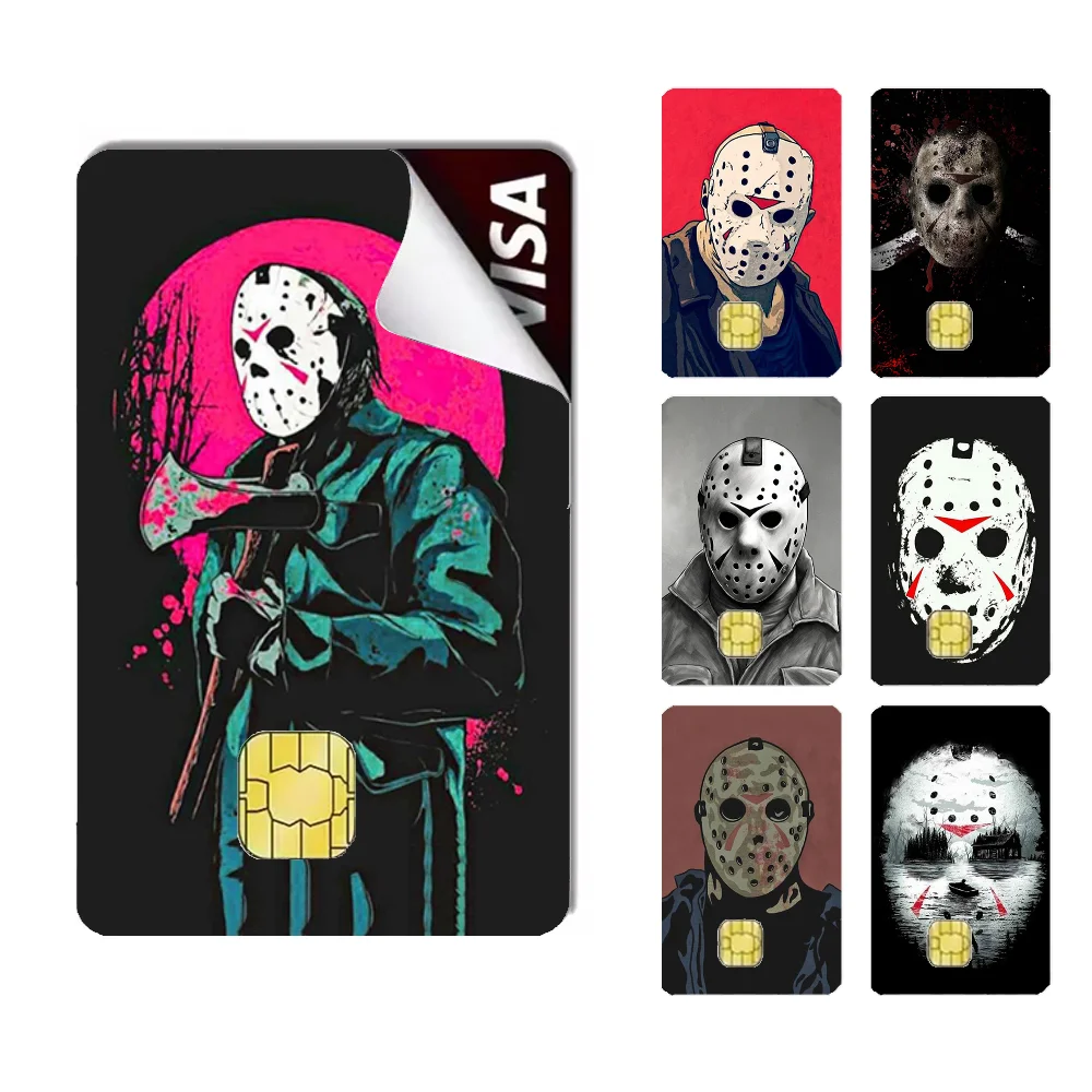 

J-Jason Horror V-Voorhees Stickers Cartoon Credit Card Visa Debit Bank Charge Card Bus Metro Waterproof Sticker Decal Decoration