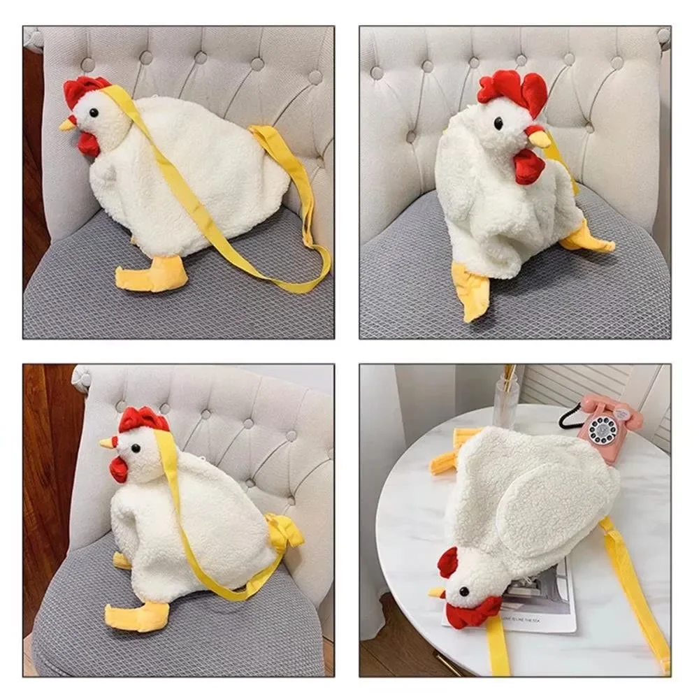 유아 신생아 귀여운 플러시 크로스 바디 지갑 만화 치킨 숄더 백 파티 작업 여행 가방 여성용, 스트리트웨어