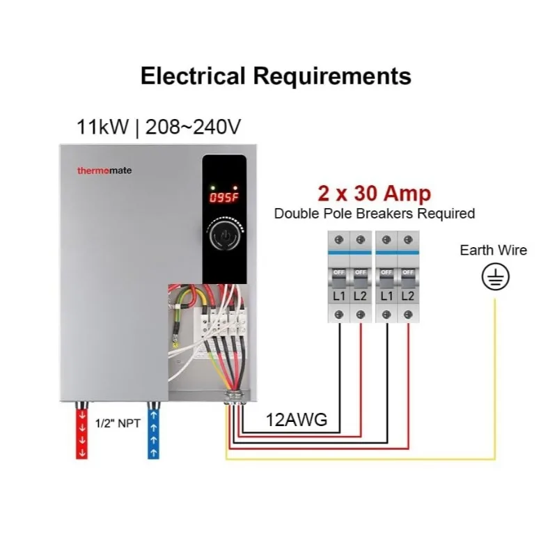Instantaneous Electric Water Heater on-demand Instantaneous Self-regulating Energy Saving Space Saving Powerful Functionality