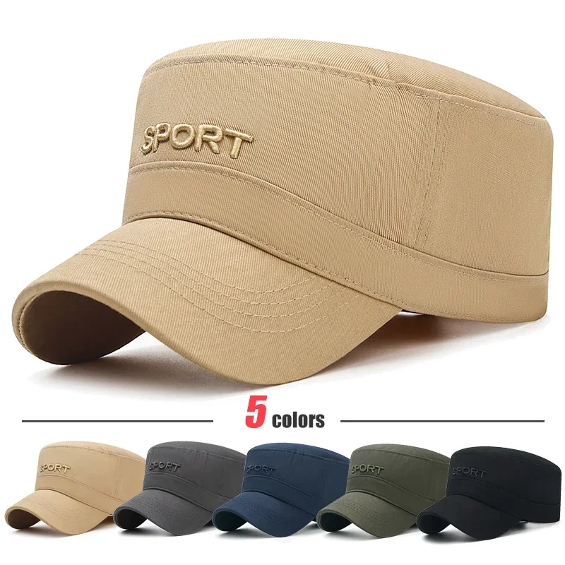 New Fashion Men Women SPORT Letters 3D Embroidery Military Academy Student Flat Cap Unisex Outdoor Casual Sport Sun Hat Dad Caps