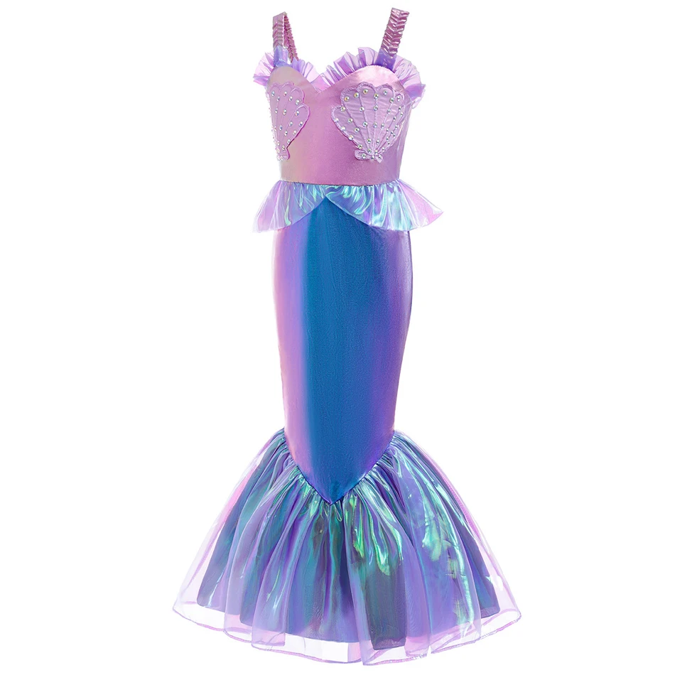 Mermaid Girls Princess Dress Kids Cosplay Ariel Birthday Costumes Children Halloween Carnival Role Play Festival Party Outfits