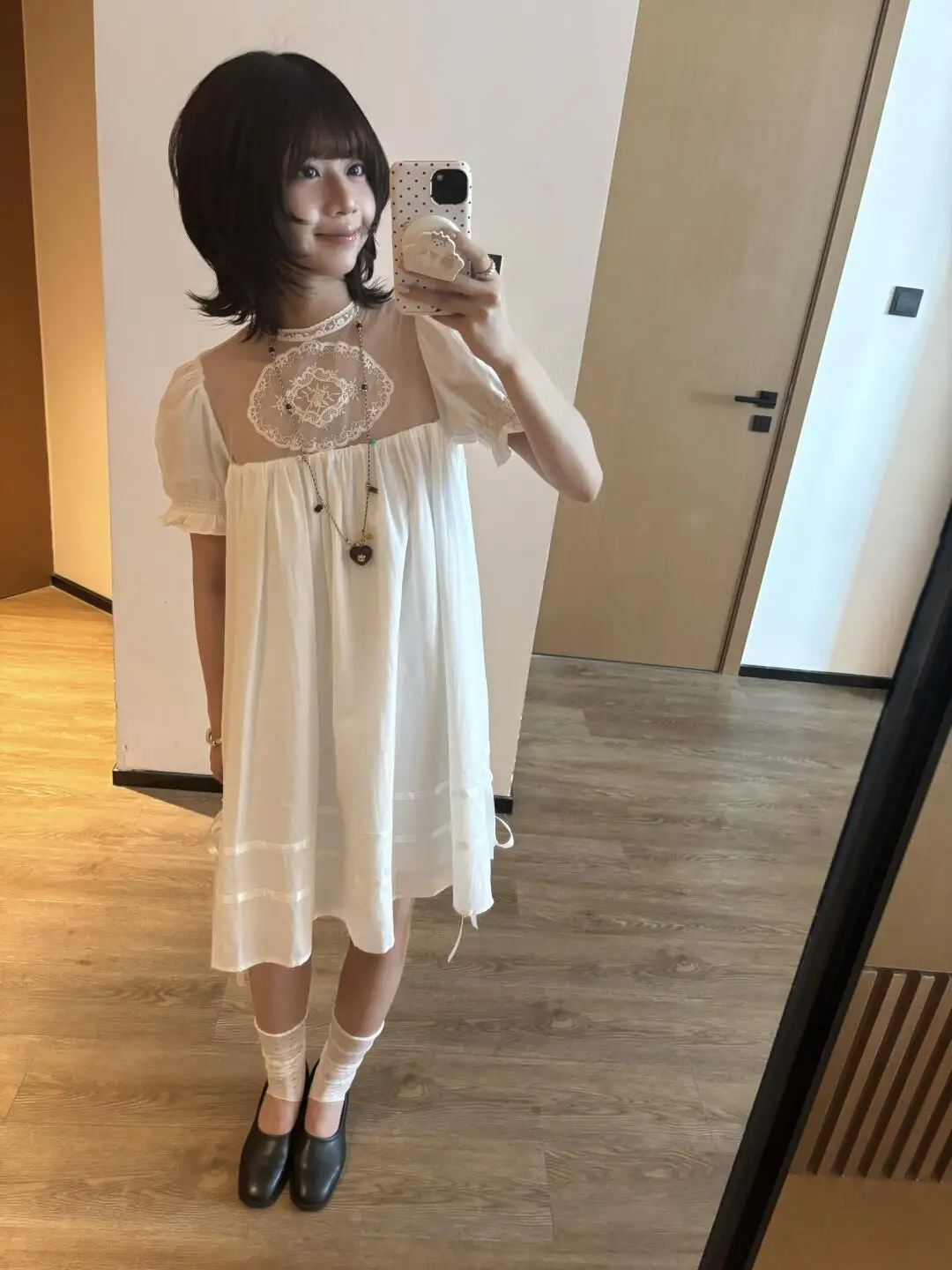 Princess Style Pumpkin Dress Lace Splicing Net White Doll Skirt Slimming Versatile Summer Dress French Style A-Line Skirt