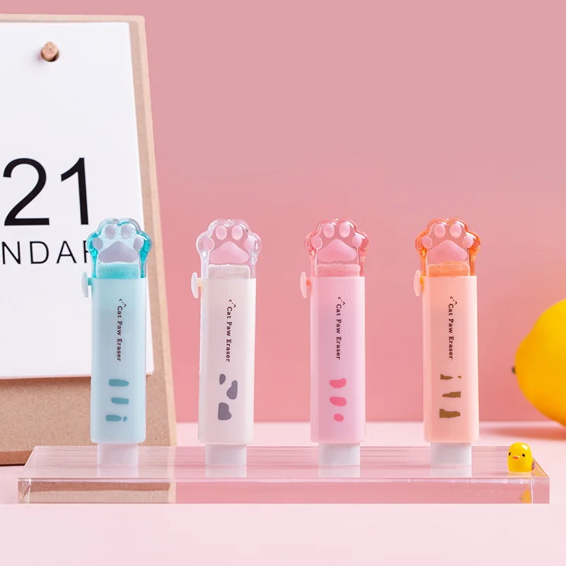 1Set Cat Paw Pencil Case Cute Stationery Set Sharpener Correction Tape Kawaii Eraser Papeleria Ruler Pencil Box School Supplies image 2