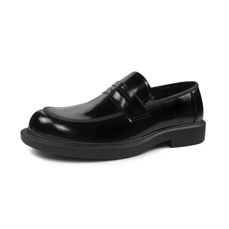 Elegant Black Formal Genuine Leather Loafers For Men Round Toe Slip-On Comfortable Business Handmade Men Dress Shoes