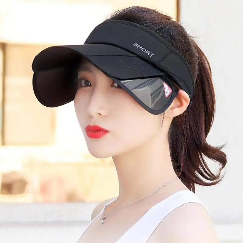 Sun Visor Hat Summer Ladies Cycling Sunshade Outdoor Protective Hats Woman Tennis Hat Golf Running Fishing Hiking Jogging Hat