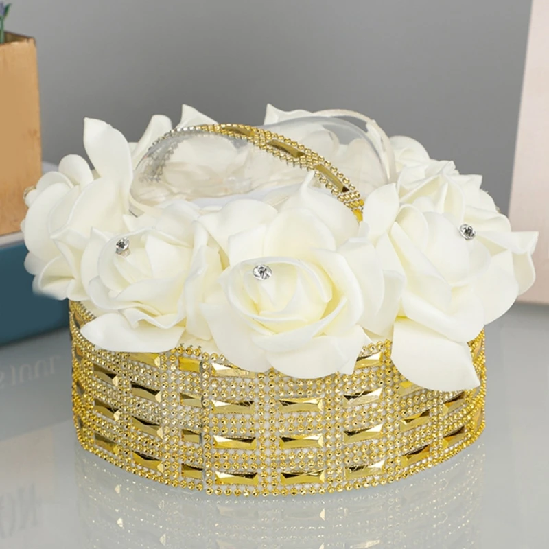 Unique Storage Case Simulated Flower Rings Holder Heart Rings Storage Box Stylish Jewelry Presentation Case Dropship