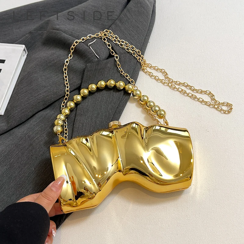 

LEFTSIDE Mini Gold Acrylic Crossbody Bags for Women 2025 Y2K New Female Fashion Lady Chain Party Luxury Handbags and Purses