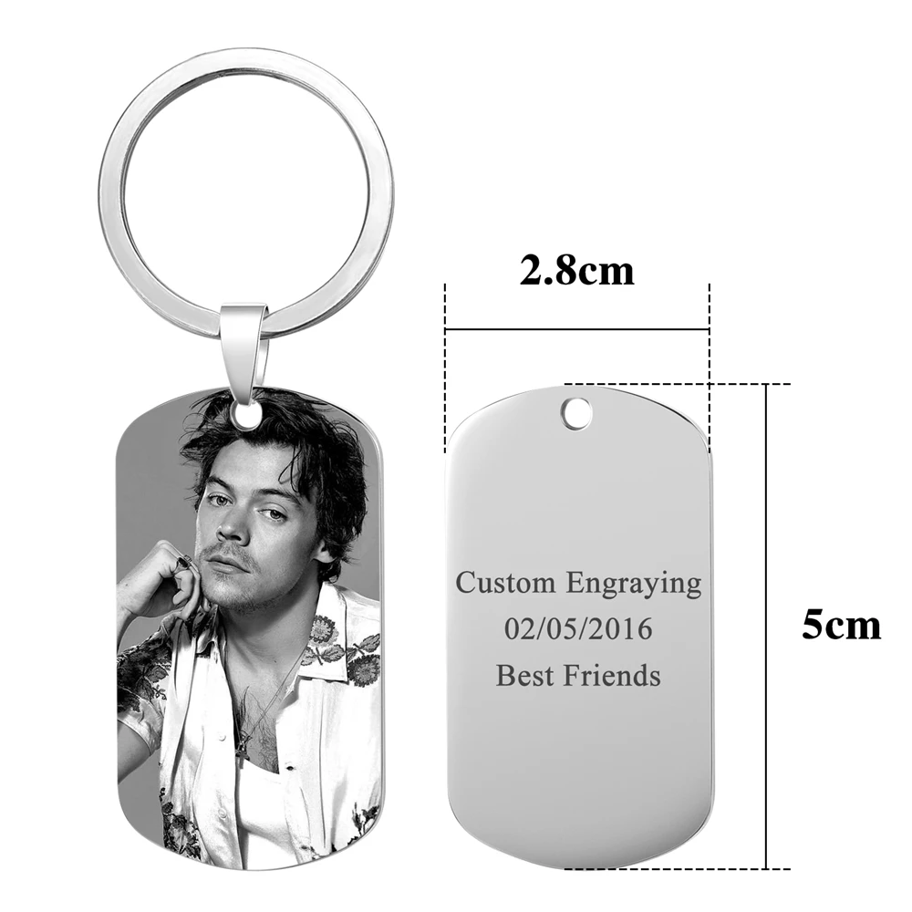 Custom Personalized Photos And Text Keychain Minimalist Stainless Steel Dog Tag Pendant Dad To My Son Family Charm Keychain BFF