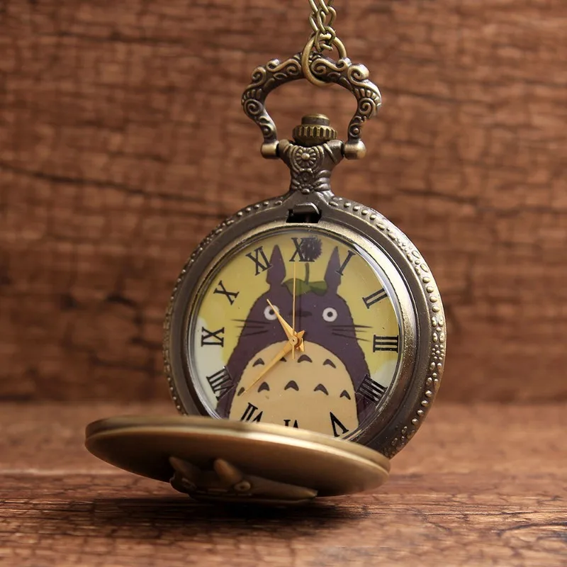 Anime My Neighbor Totoro Merch Quartz Pocket Watch Keychain Vintage Hanging Cartoon Character Print Pocket Clock Backpack Gift - view 3