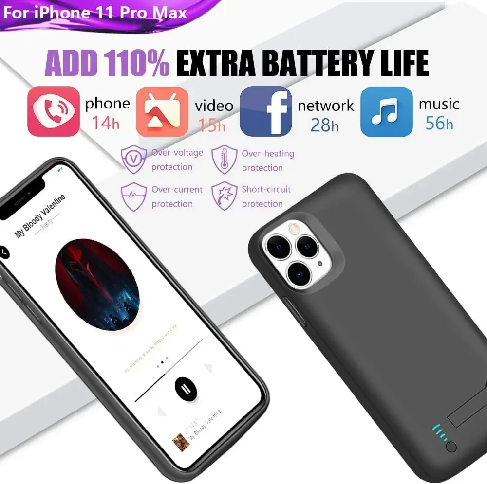 externe baterie for iPhone 11 Pro Max Battery Charger Case Power Bank Rechargeable Extended Battery Charging Cover 6000mAh
