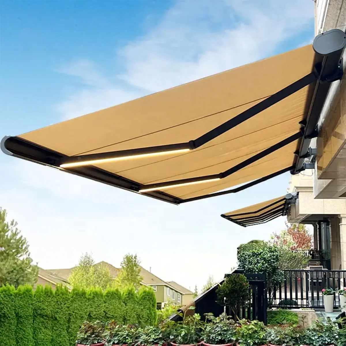 Easy To Install High End Outdoor Panoramic Sunshade Modern Fashionable Corrosion Resistant Canopy Durable Manual Garden Awning