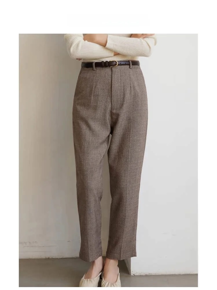 

Брюки-сигареты VDH Studio с высокой талией, утягивающие, повседневные, из девяти частей, для женщин, модные, в винтажном стиле, осенняя коллекция