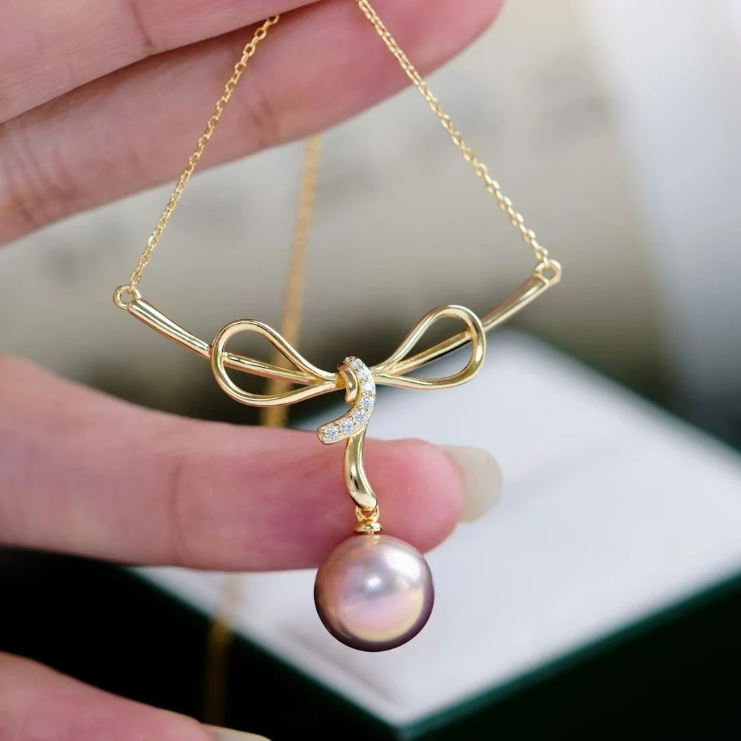 

Bow Knot 925 Sterling Silver Necklace Mountings Findings Jewellery Mounts Parts Fittings Accessories for 9-12mm Pearls Beads