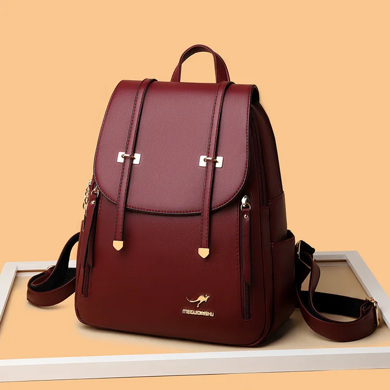 2024 Autumn New Fashion Soft Leather Large Capacity Schoolbag Shoulder Backpack for Women Travel Bag One Piece Replacement