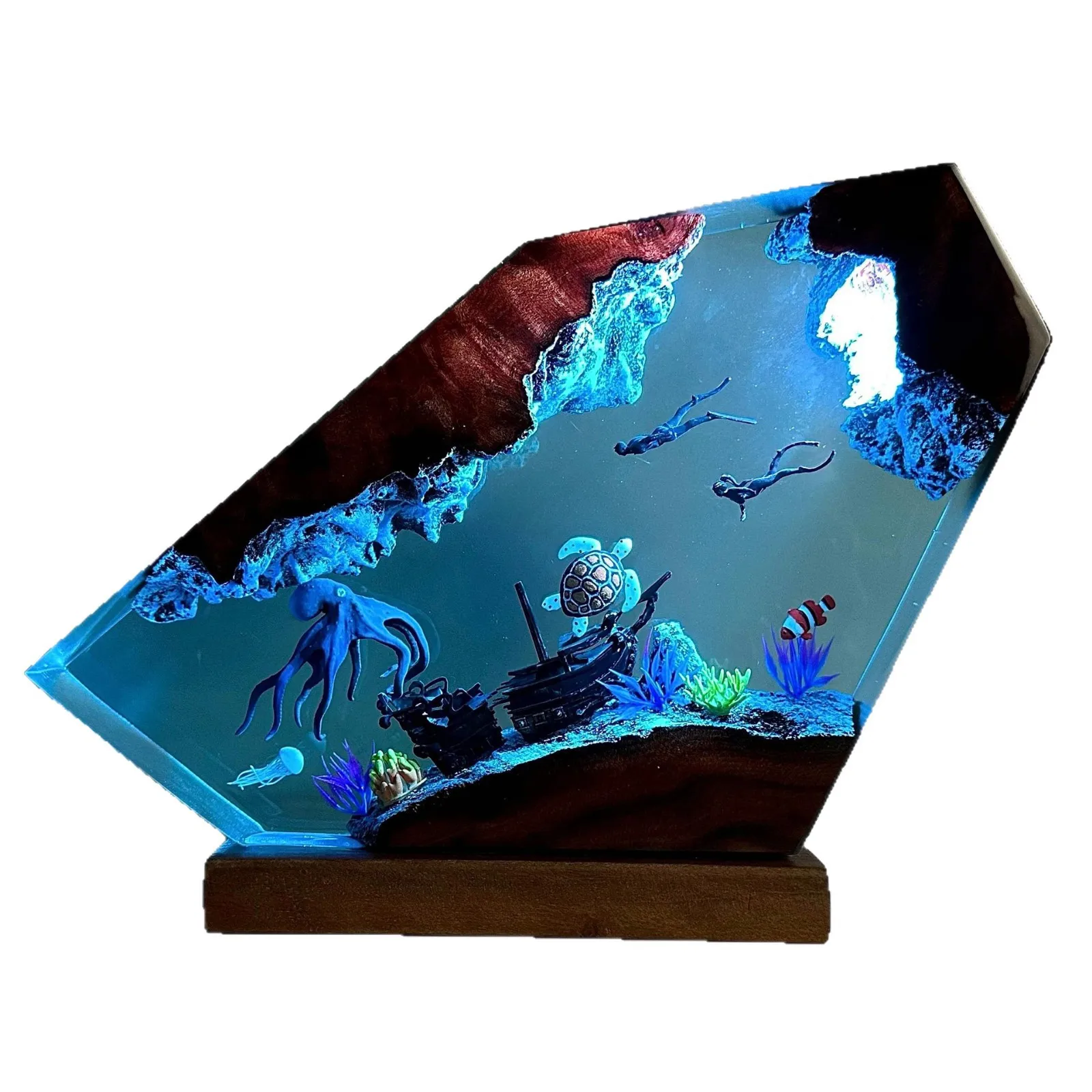 Octopus Diver Resin Lamp, Giant Squid Model Night Light, Creative Ocean Decor Gift