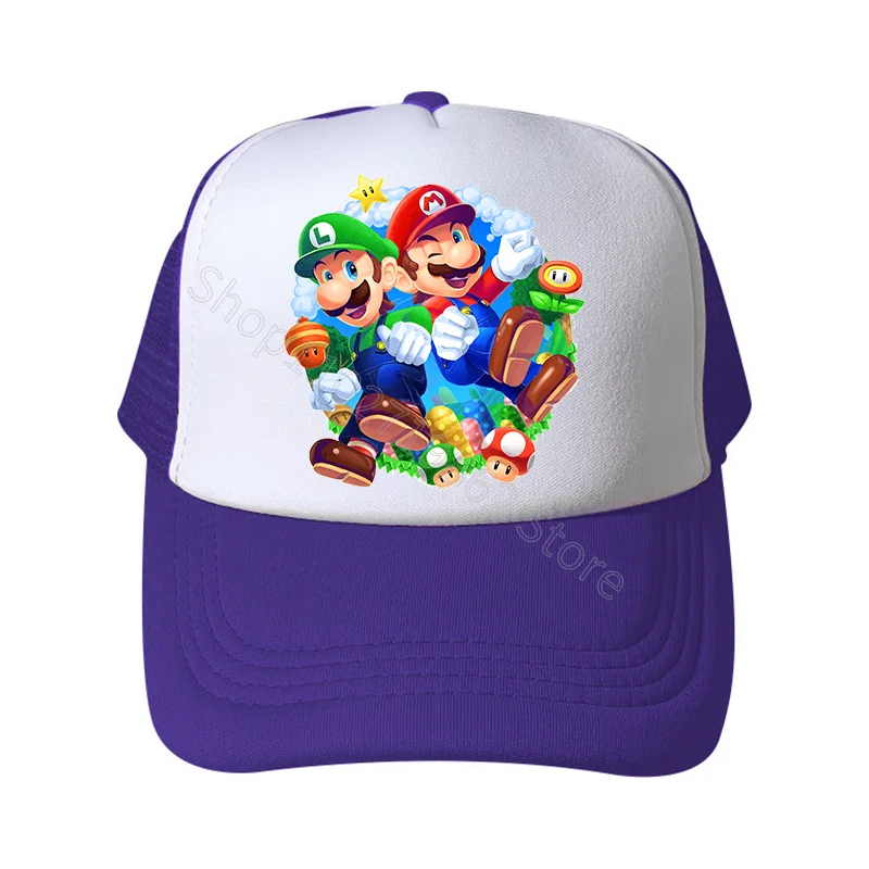 Sombreros de Super Mario Bros, gorros de princesa Peach, Luigi, Bonnets, personaje de juego de dibujos animados, estampado gráfico, capó, gorros de sombra, regalos de fiesta de cumpleaños