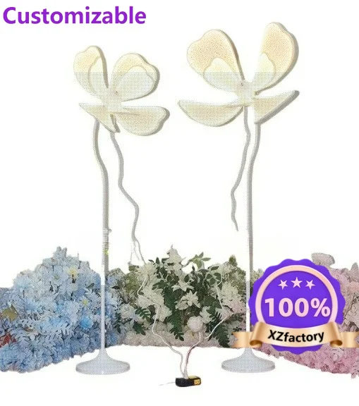 Factory Direct 2026 Wedding petals peony flower luminous street light t table wrought iron scene fabric background arrangement