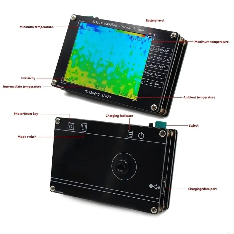 Portable Digital Thermal Imager for Accurate Temperature Measurement from -40℃ to +300℃ with Safe Alarm Feature