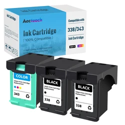 Aecteach Ink Cartridge Compatible For HP338 343 Photosmart C3100 C3110 C3140 C3150 C3170 C3180 C3190 Officejet H470 K7100 K7103