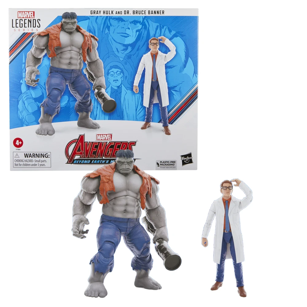 Marvel Legends Series Gray Hulk and Dr. Bruce Banner 2-Pack The Avengers 60Th Anniversary 6 Inch Action Figures with Accessories