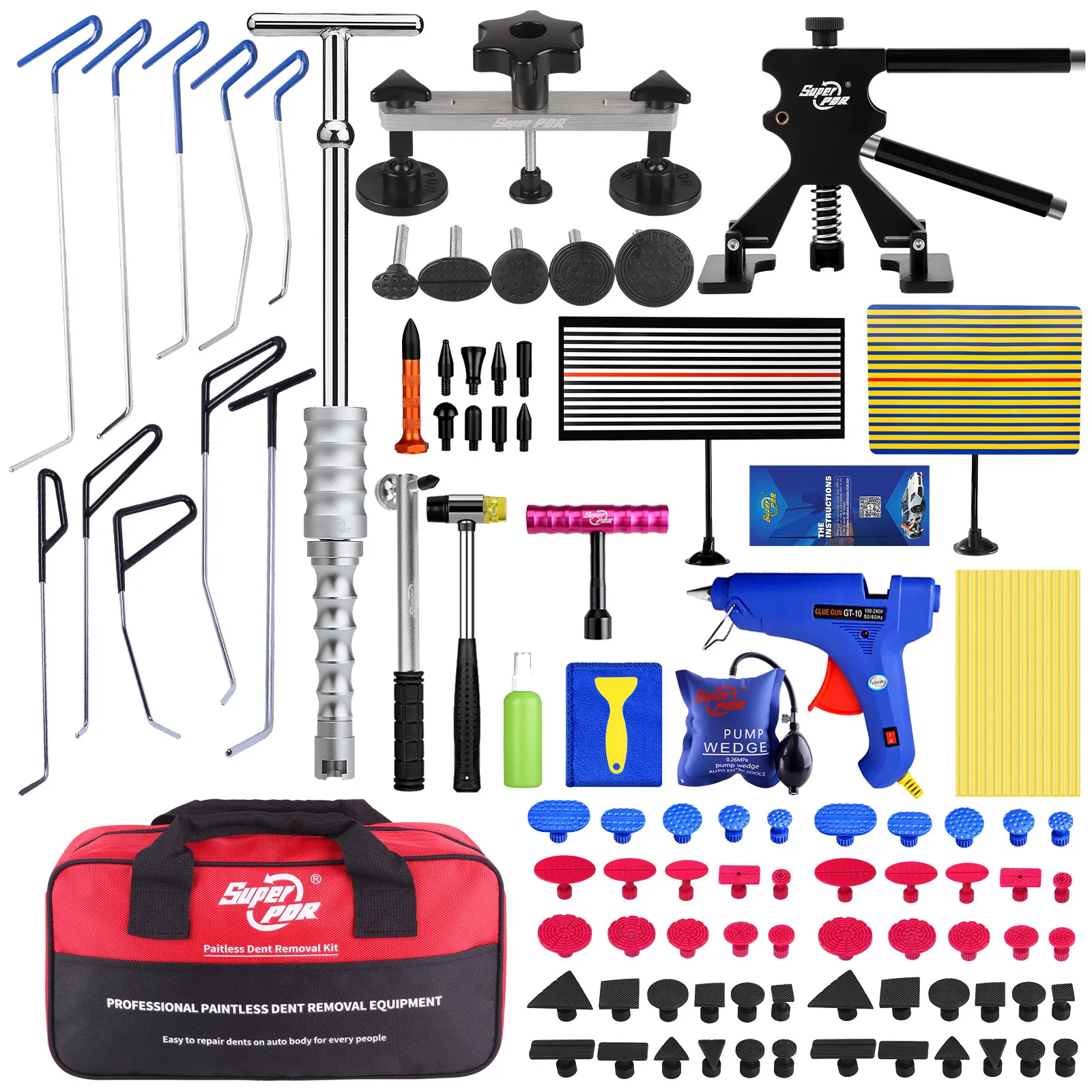 PDR Tool strumenti professionali per la riparazione di ammaccature senza vernice Kit per la riparazione di ammaccature estrattore per ammaccature per Auto con Kit di rimozione di ammaccature automatiche per colla