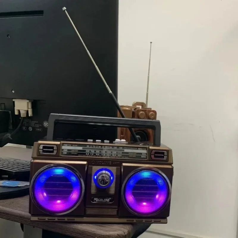 High Quality Stereo Sound Wireless BlueTooth Speaker Multiband Fm/TV/AM/SW Radio Boombox With RGB Disco Light MP3 Music PIaye