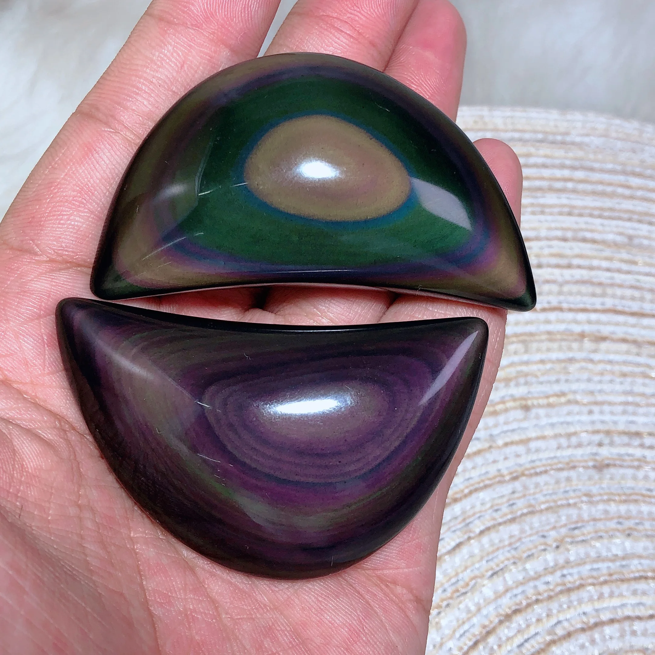 

Natural Crystal Rainbow Obsidian Moonstone Healing High Quality Energy Reiki Gemstones Flashy Colorful Home Decoration Gift