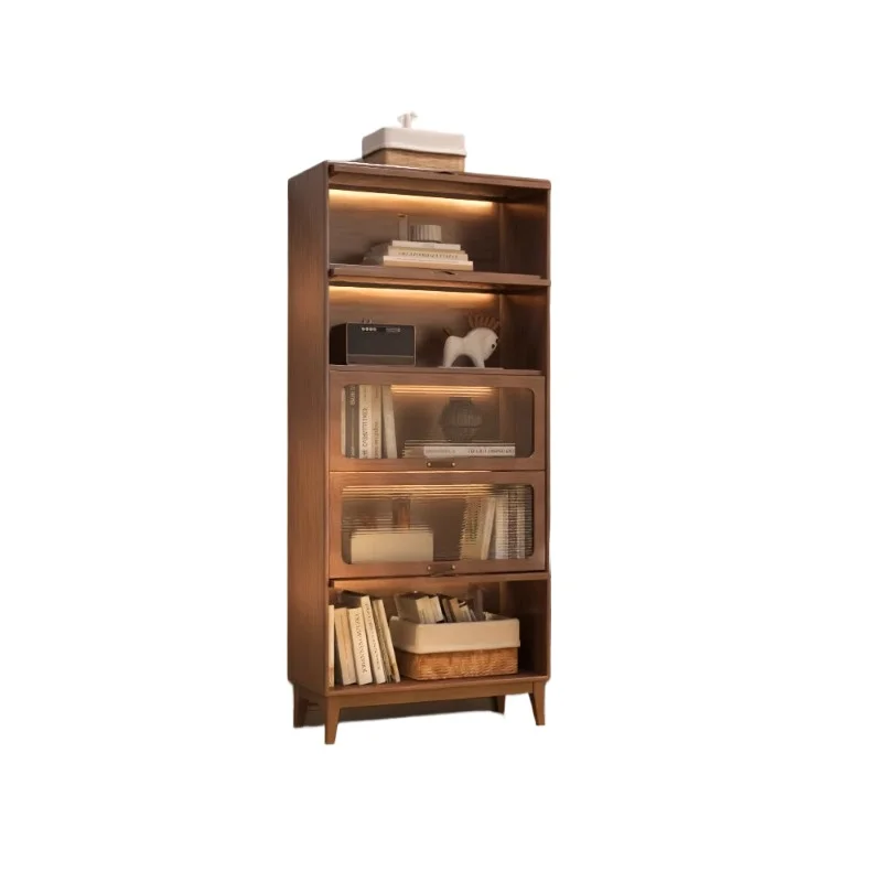 

Dust-proof bookcase glass door solid wood bookshelf shelf with door landing home children living room Nordic simple closet