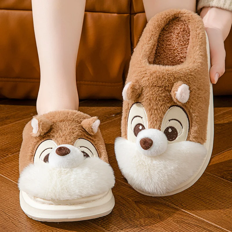 

New Winter Cartoon Rats Plush Slippers Women Warm Shoes Fur Slides Home Cute Fuzzy Anime Mouse Slippers Men Soft Cotton Shoes