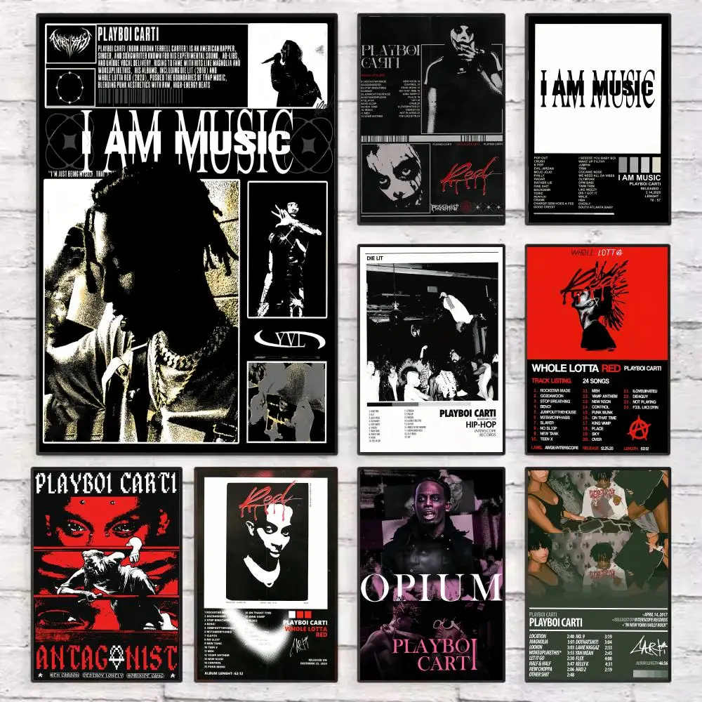 

O-Opium Rap P-Playboi Carti Poster Wall Art Sticky for Living Room Bedroom Office Hallway Bar Home Decor Gift Idea