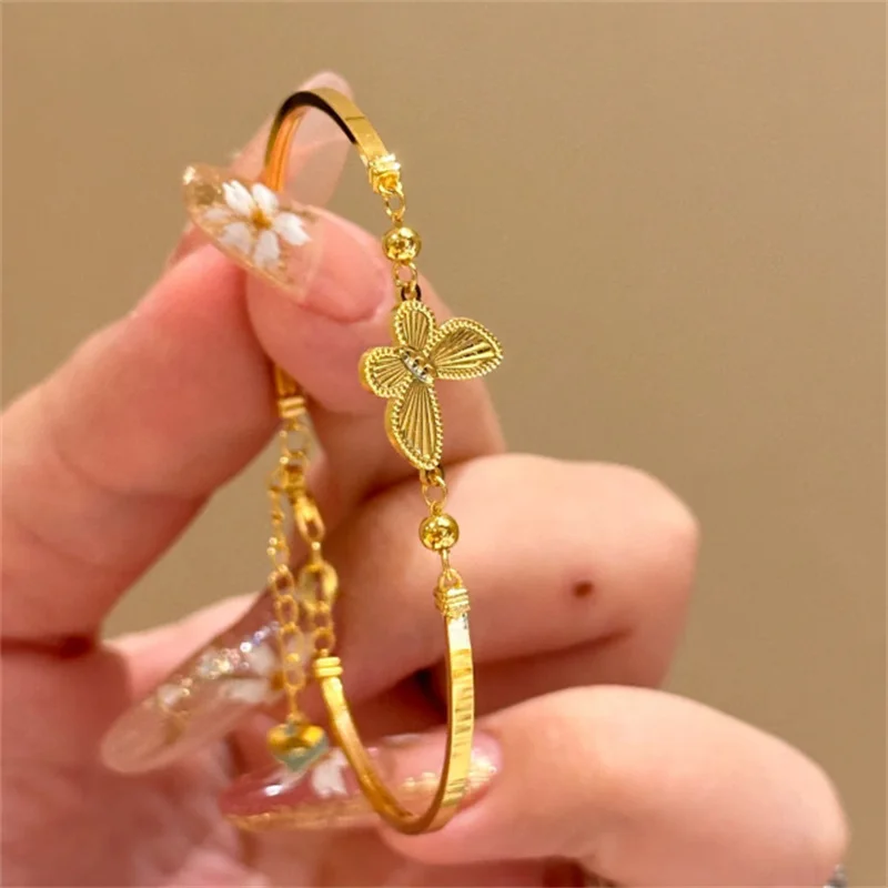 ضوء فاخر الفولاذ المقاوم للصدأ فراشة سوار للنساء أنيقة السلس الخرز الإسورة مأدبة حفلة سحر مجوهرات الزفاف هدايا #3