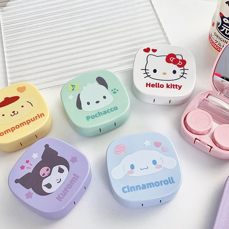 

Kuromi Contact Lens Case Hello Kitty Pupil Companion Case with Mirror Portable Storage Couple's Travel Contact Lens Case Kawaii