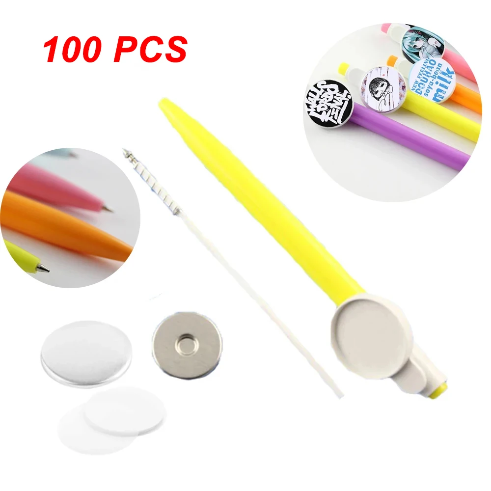 

25 мм детали кнопок для значка, 100 шт., шариковая ручка «сделай сам», поставщик пустых значков, материал, рекламные ручки, подарки для детей