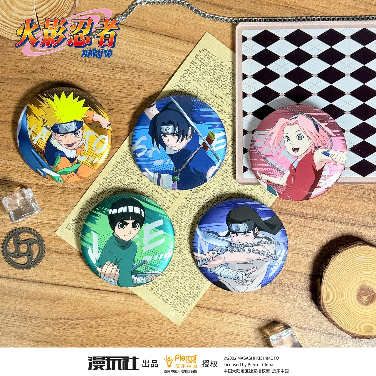 Naruto Uchiha Sasuke Sakura Kakashi Itachi Jiraiya Neji Lee China Official Authorization eapon Series Cosplay Badge 8pcs/Set