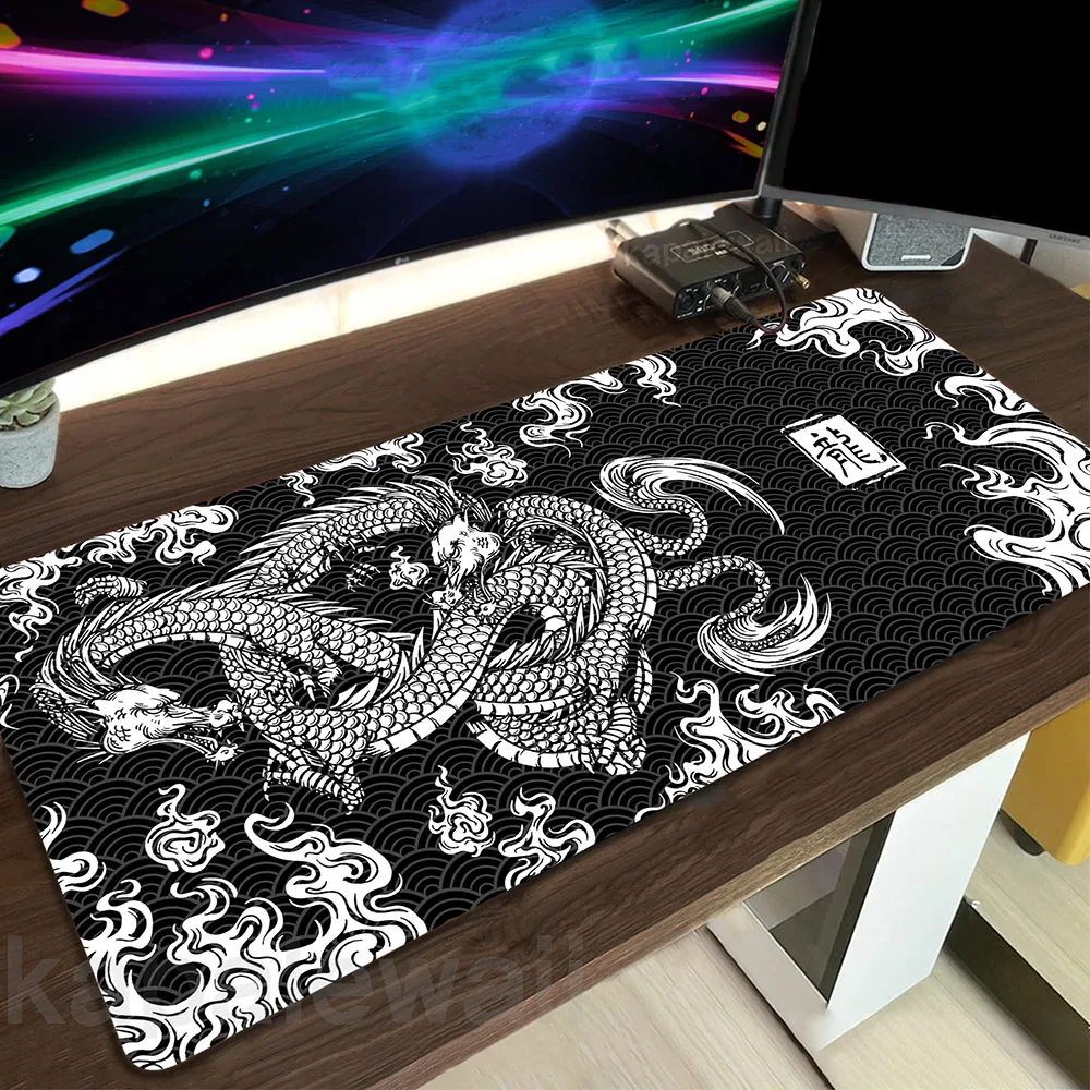 

Gaming Fuiji Mause Pad Computer Mouse Mat Gamer Japanese Style Drgaon Mousepad Koi Fish Keyboard Pads Office Desk Mat 90x40cm