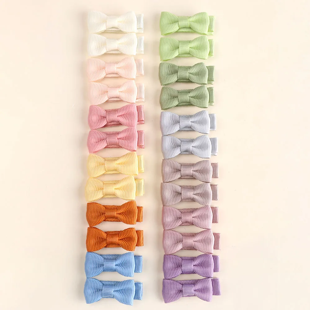 24pc Girls Macaron Color Bow Hair Clips Fully Lined Full Coverage Clips Girls Bow Hair Clips Kids Baby Hair Accessories Headwear