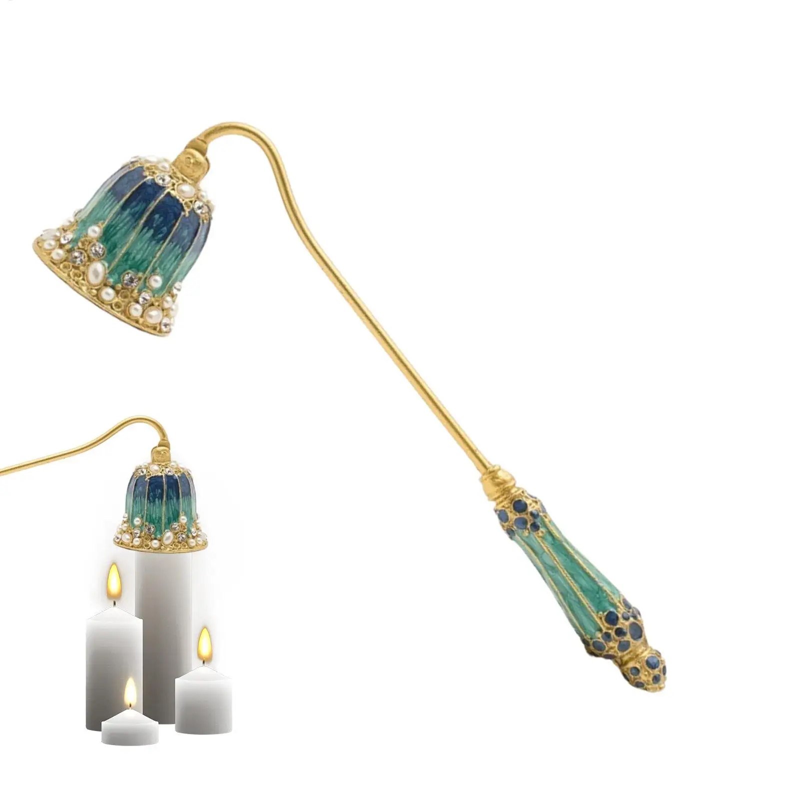 Royal Style Candle Extinguisher Candle Snuffer Flower Design Flame Extinguisher with Long Handle/  Candle Stopper Wick Snuffer