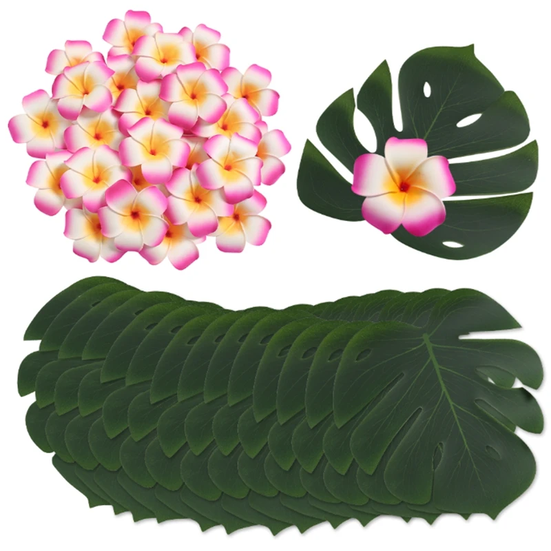 10 Stück künstliche Blumen, Palmblätter, künstliche Plumeria-Blumen für hawaiianische tropische Partys, Heimdekoration, Hochzeitsdekoration – Detail 8