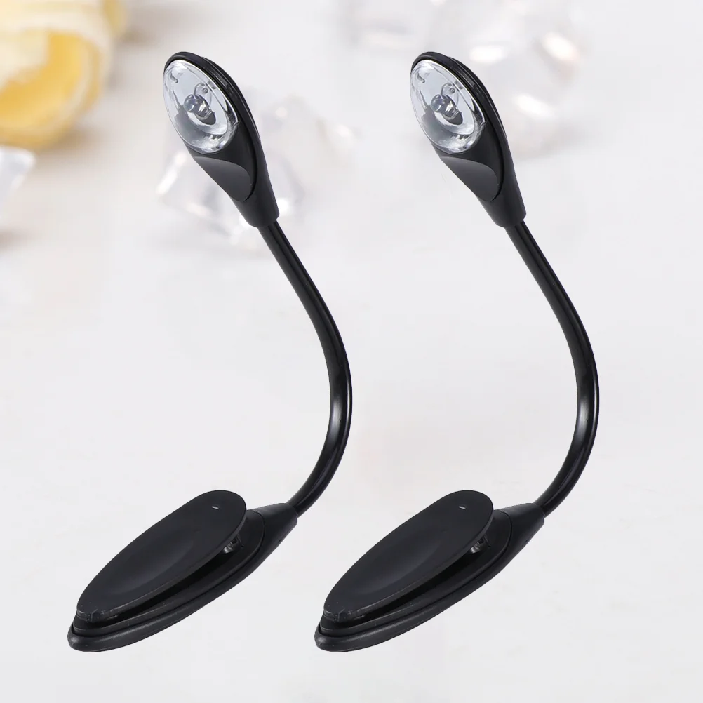 

2 Pcs Button Book Light Booklight Desk Lamp Portable Reading Lights for Books Bed Clip Black
