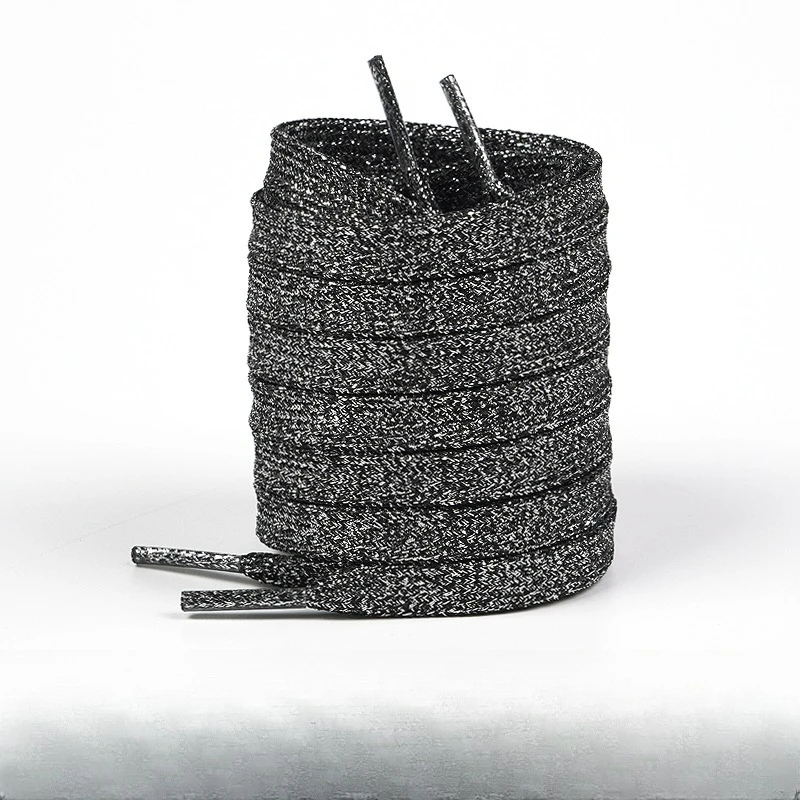 1 Paar Silber-Schwarze Glänzende Perlenschleifen-Schnürsenkel 120cm Sneaker Sport Schuhbänder Stiefelschnürsenkel Schuhbänder Schnüre – Detail 6