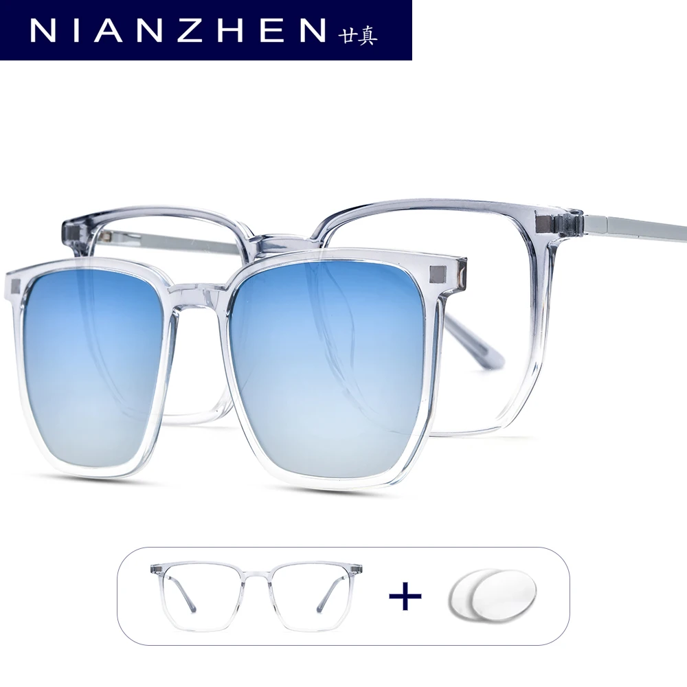 NIANZHEN Progressive Prescription Glasses Photochromic Myopia Optical Lens Eyewear Men Square Eyeglasses Alloy Frame 2181