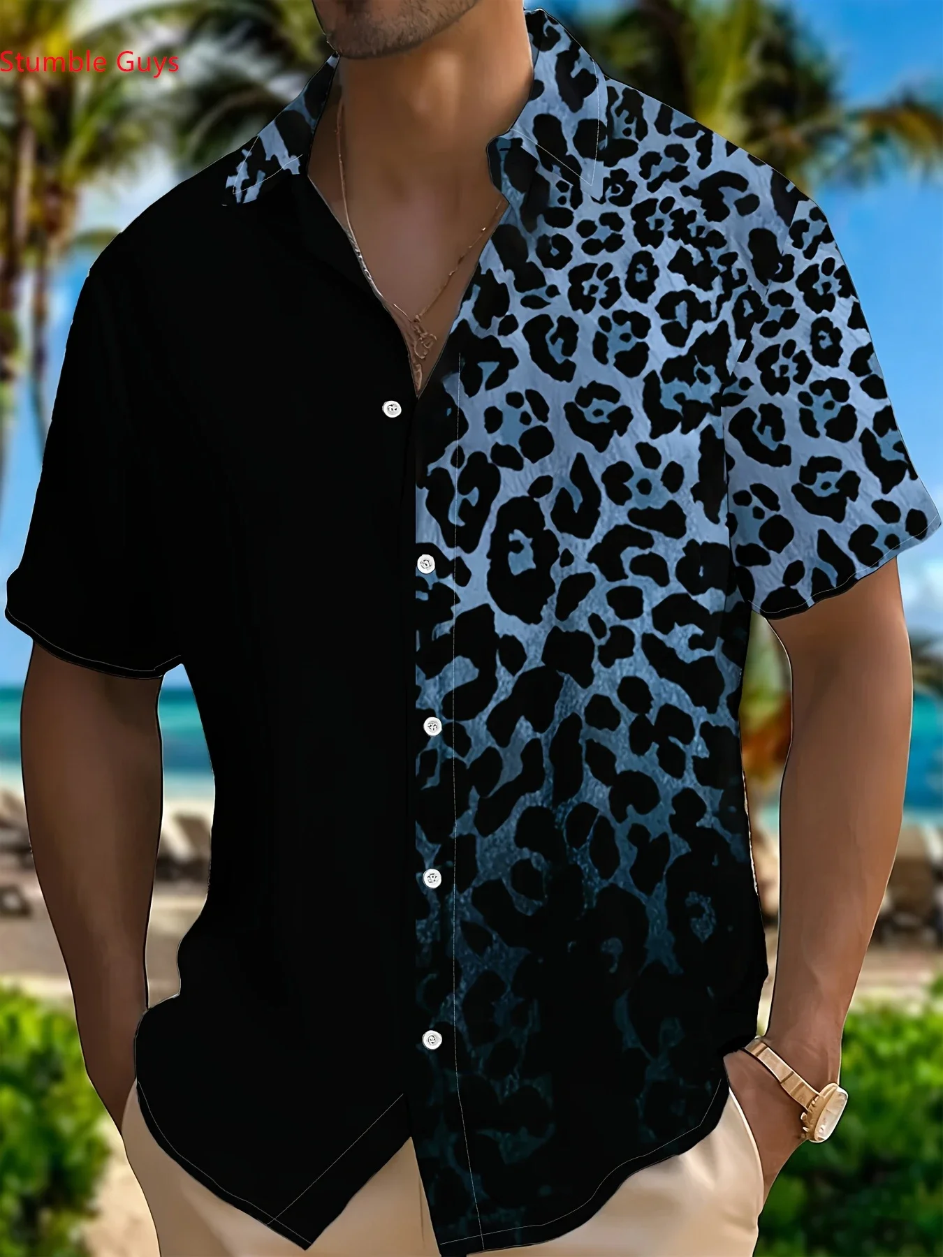

Summer Fashion Men's Man Short Sleeve Hawaiian Shirt Vibrant Tropical Print Loose Fit Lightweight Holiday Party Tops