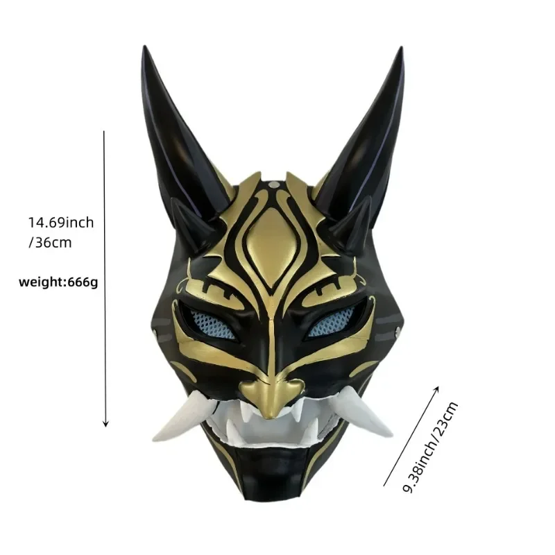 Casco de resina Genshin Impact Xiao para Cosplay, máscara de PVC con luz Led, accesorio para fiesta de Halloween, disfraz de Carnaval