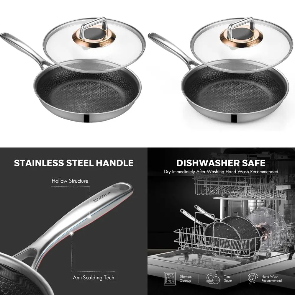 

10-Inch Nonstick Frying Pan with Lid, PFA/PTFE-Free, Cool Handle, Dishwasher Safe, Oven-Safe to 600°F, Induction and All Cooktop